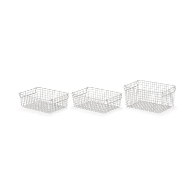 Steel Pipe Storage Rack Basket Set - Warm Grey