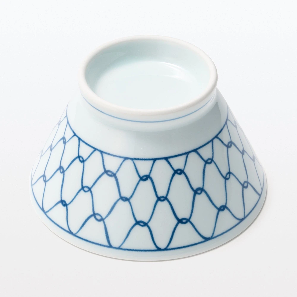 Hasami Ware Rice Bowl - Mesh Pattern