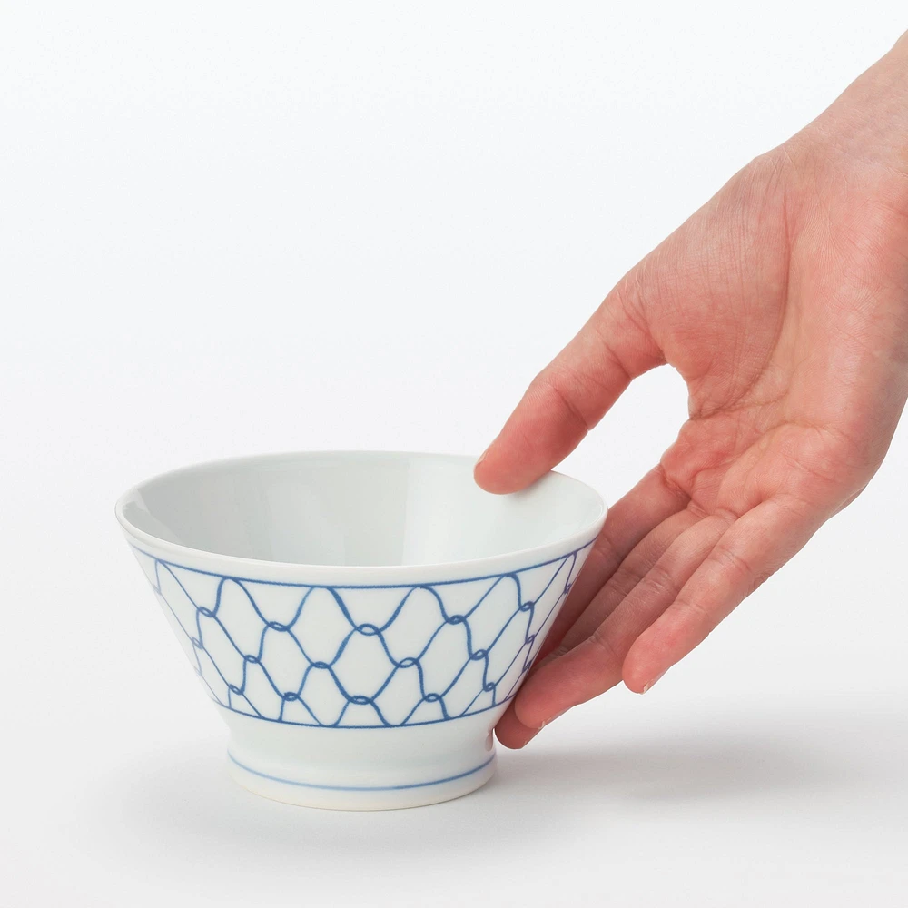 Hasami Ware Rice Bowl - Mesh Pattern