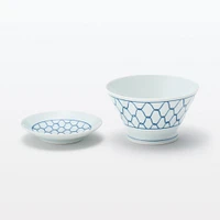 Hasami Ware Rice Bowl - Mesh Pattern