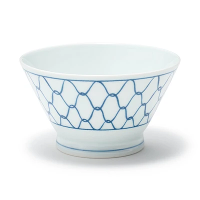 Hasami Ware Rice Bowl - Mesh Pattern