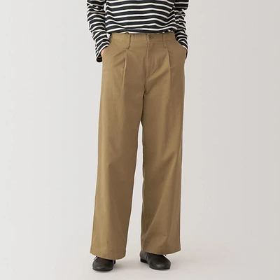 Women's Slub Yarn Chino Darted Wide Pants