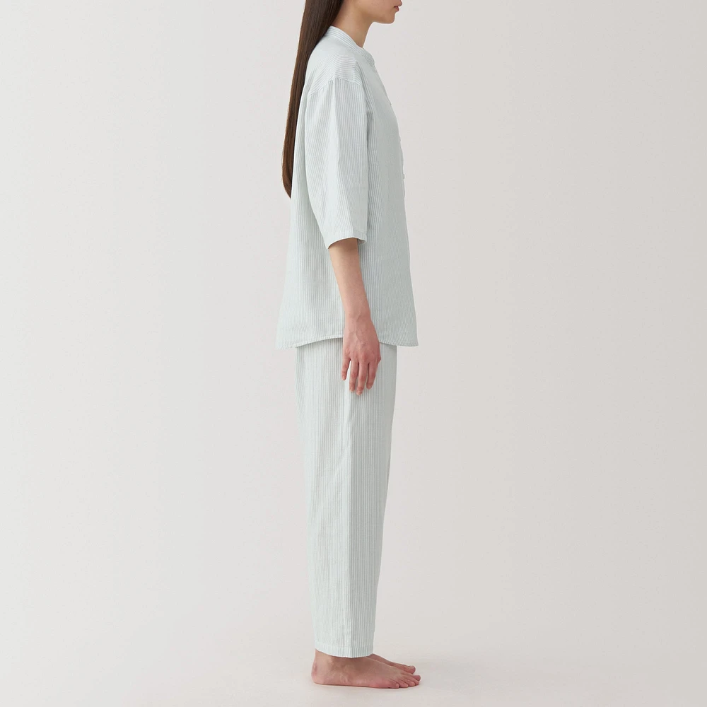 Women's Side Seamless Lightweight Gauze 3/4 Sleeve Pajamas