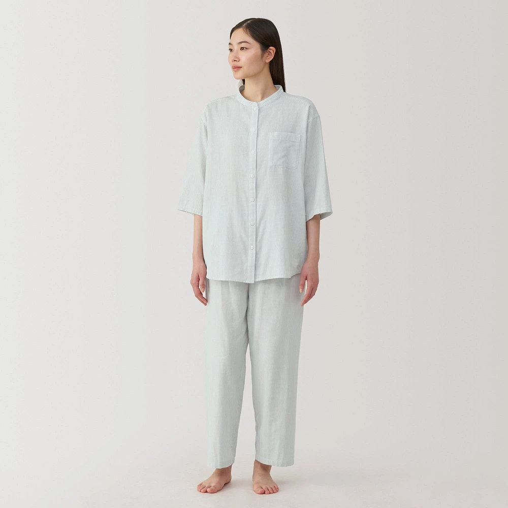 Women's Side Seamless Lightweight Gauze 3/4 Sleeve Pajamas