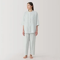 Women's Side Seamless Lightweight Gauze 3/4 Sleeve Pajamas