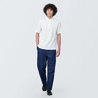 Men's Cool Touch Pique Button Down Short Sleeve Polo Shirt