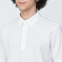 Men's Cool Touch Pique Button Down Short Sleeve Polo Shirt