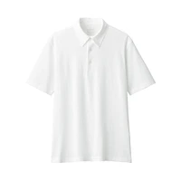 Men's Cool Touch Pique Button Down Short Sleeve Polo Shirt