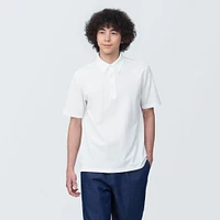 Men's Cool Touch Pique Button Down Short Sleeve Polo Shirt