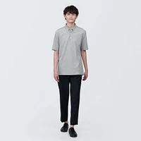 Men's Cool Touch Pique Button Down Short Sleeve Polo Shirt