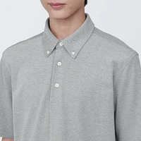 Men's Cool Touch Pique Button Down Short Sleeve Polo Shirt