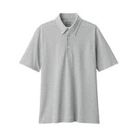 Men's Cool Touch Pique Button Down Short Sleeve Polo Shirt