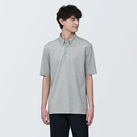 Men's Cool Touch Pique Button Down Short Sleeve Polo Shirt