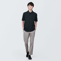 Men's Cool Touch Pique Button Down Short Sleeve Polo Shirt