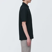 Men's Cool Touch Pique Button Down Short Sleeve Polo Shirt