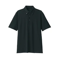Men's Cool Touch Pique Button Down Short Sleeve Polo Shirt