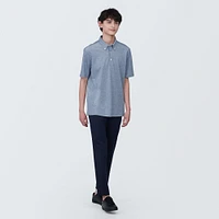 Men's Cool Touch Pique Button Down Short Sleeve Polo Shirt