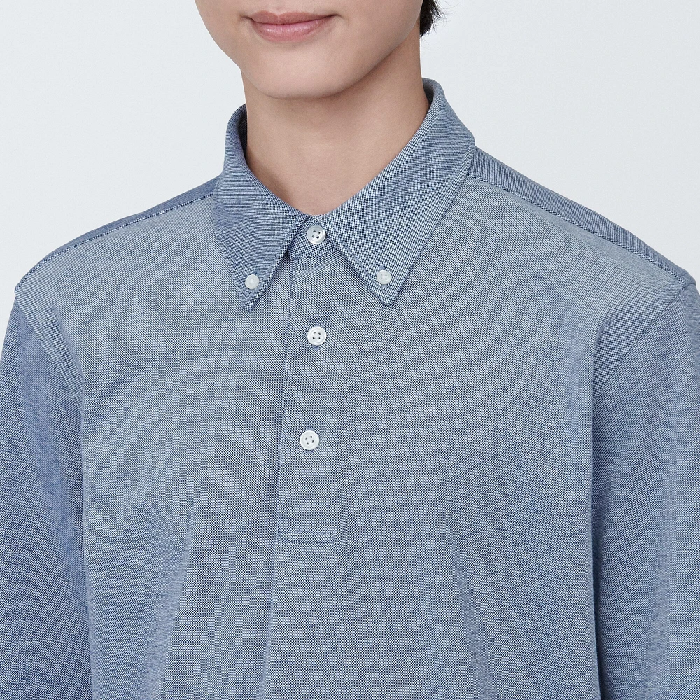 Men's Cool Touch Pique Button Down Short Sleeve Polo Shirt