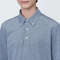 Men's Cool Touch Pique Button Down Short Sleeve Polo Shirt