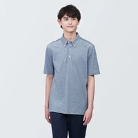 Men's Cool Touch Pique Button Down Short Sleeve Polo Shirt