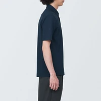 Men's Cool Touch Pique Button Down Short Sleeve Polo Shirt
