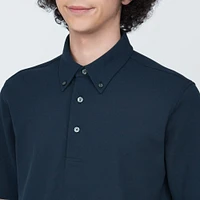 Men's Cool Touch Pique Button Down Short Sleeve Polo Shirt