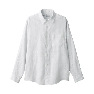 Men's Washed Linen Striped Shirt