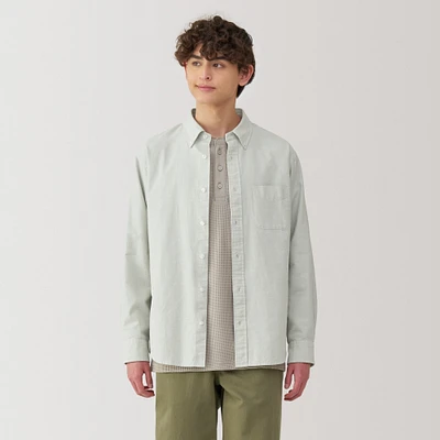 Men's Washed Oxford Button Down Long Sleeve Shirt