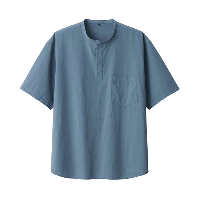 Men's Cool Touch Henley Neck Short Sleeve Woven T-Shirt
