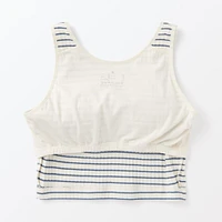 Women's Cotton Stretch Ribbed Cropped Bra Striped Tank Top