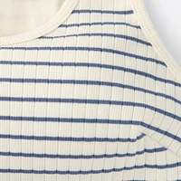 Women's Cotton Stretch Ribbed Cropped Bra Striped Tank Top