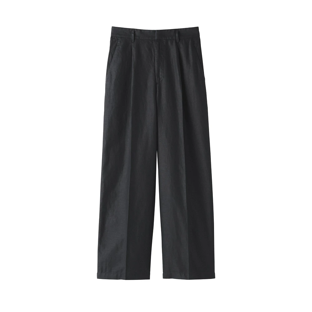 Women's Hemp Blend Twill Darted Wide Pants