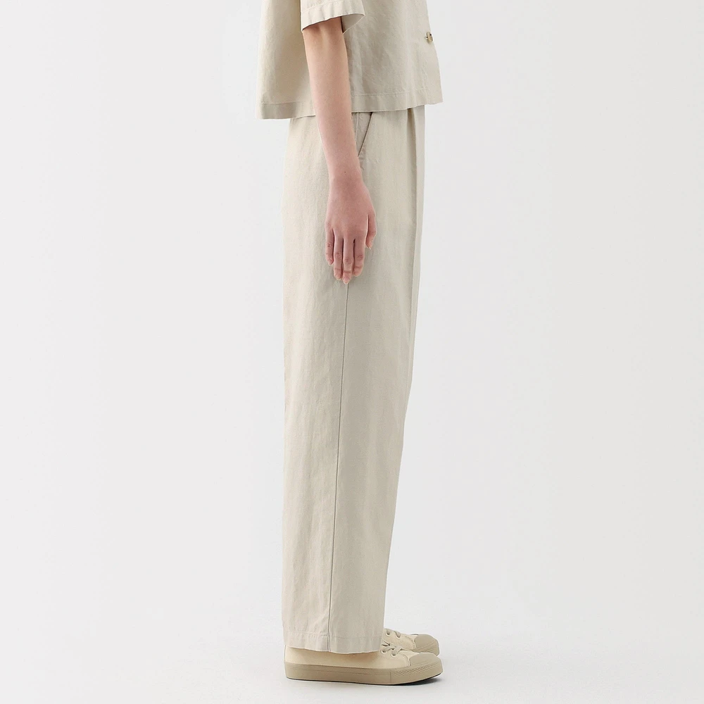 Women's Hemp Blend Twill Darted Wide Pants