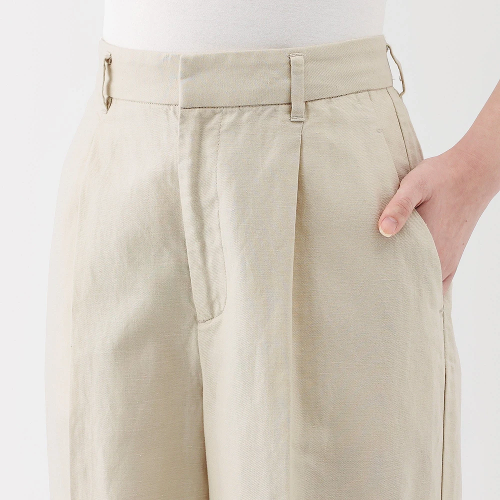 Women's Hemp Blend Twill Darted Wide Pants