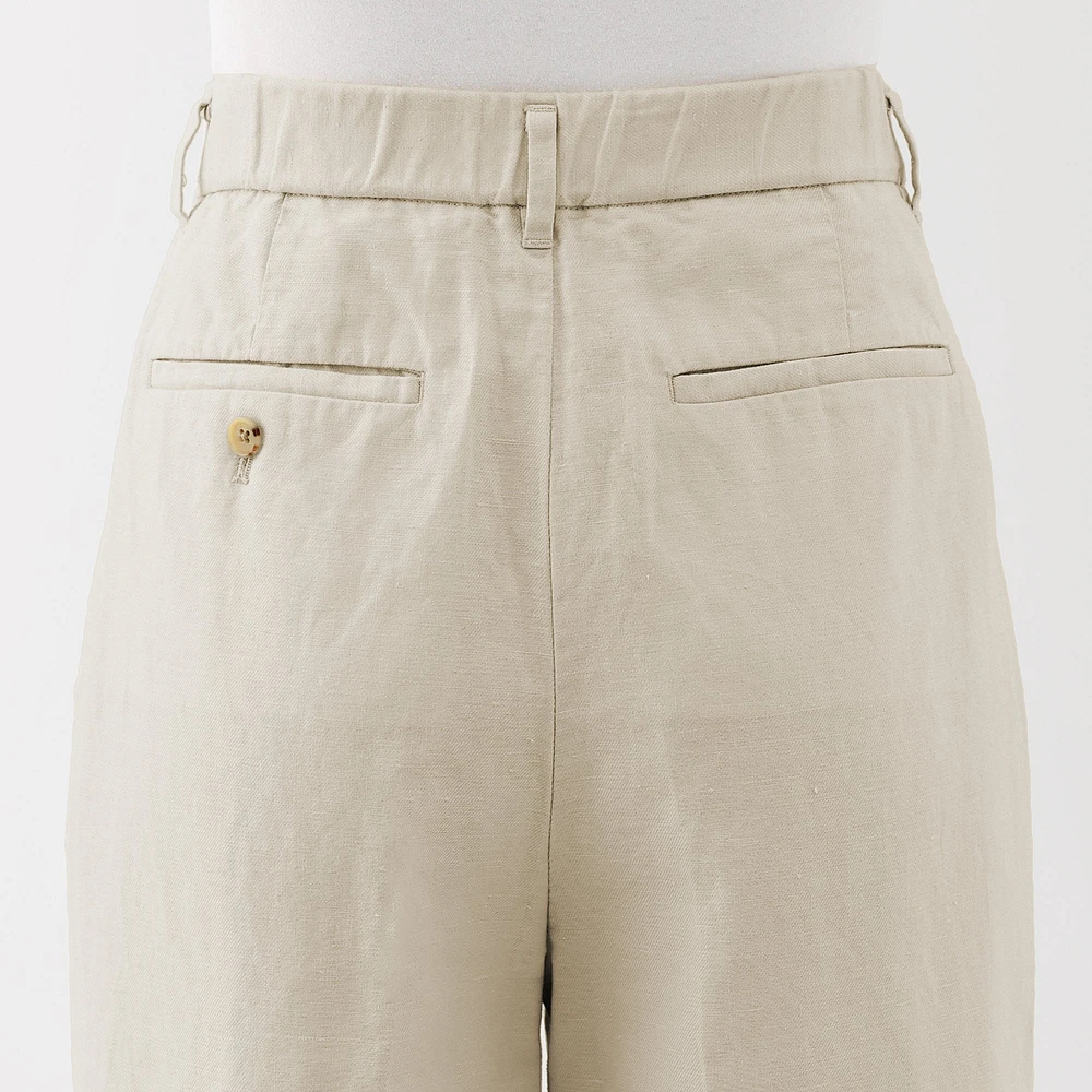 Women's Hemp Blend Twill Darted Wide Pants