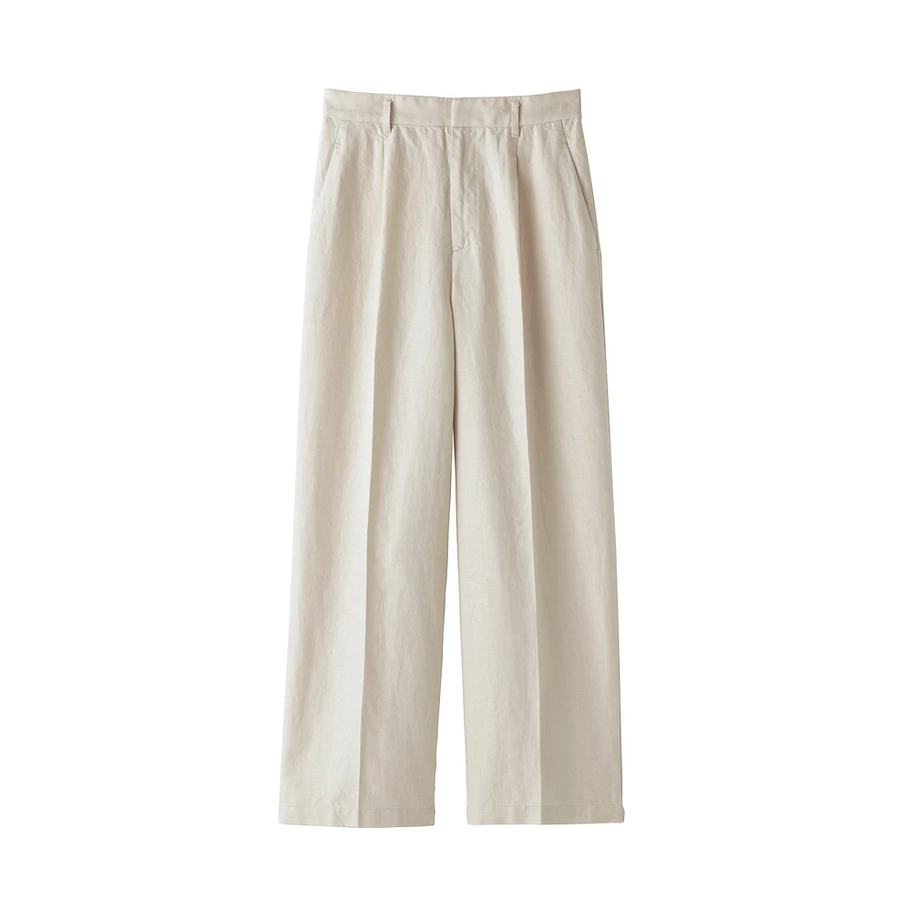 Women's Hemp Blend Twill Darted Wide Pants