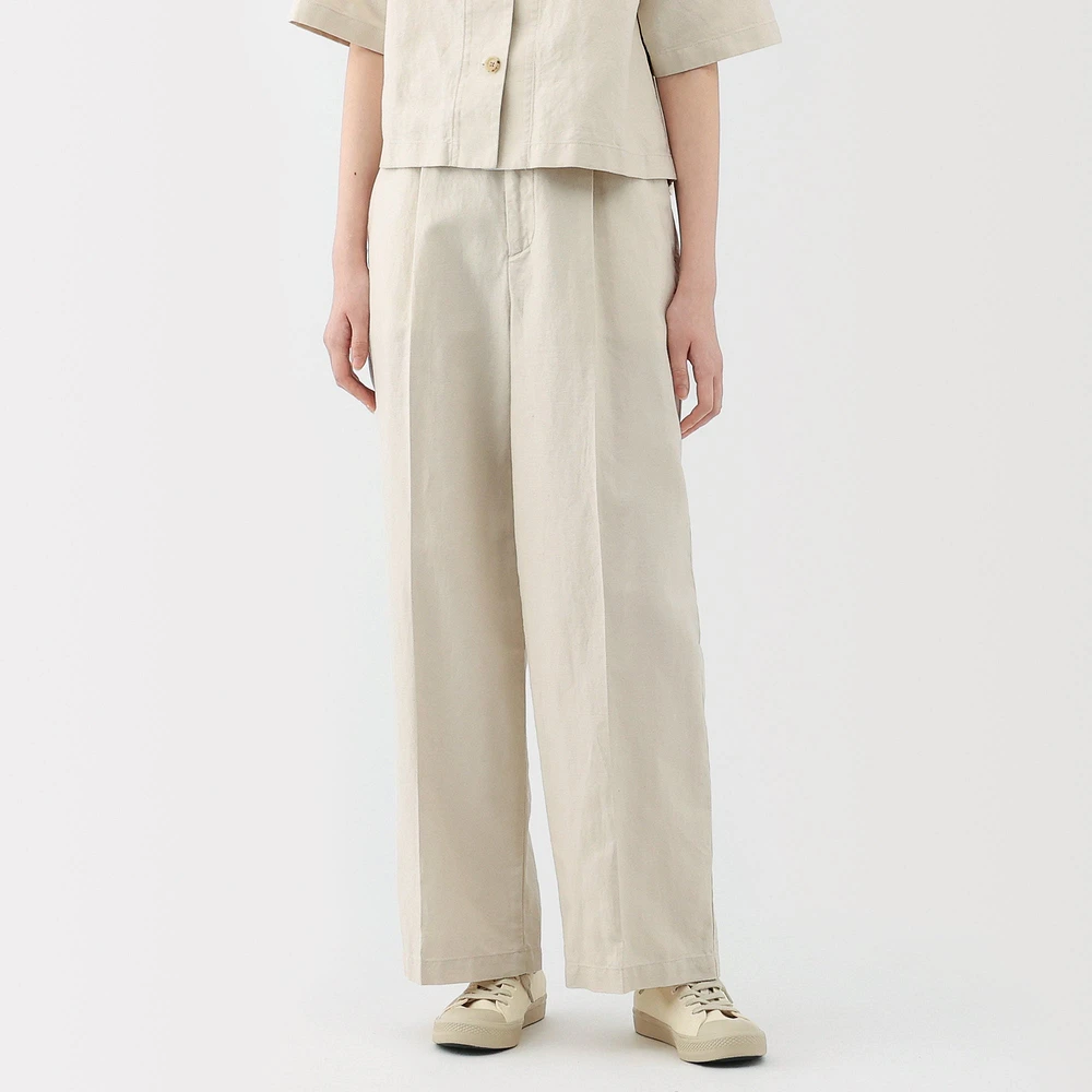 Women's Hemp Blend Twill Darted Wide Pants