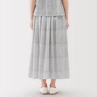 Women's Block Print Gather Maxi-Skirt