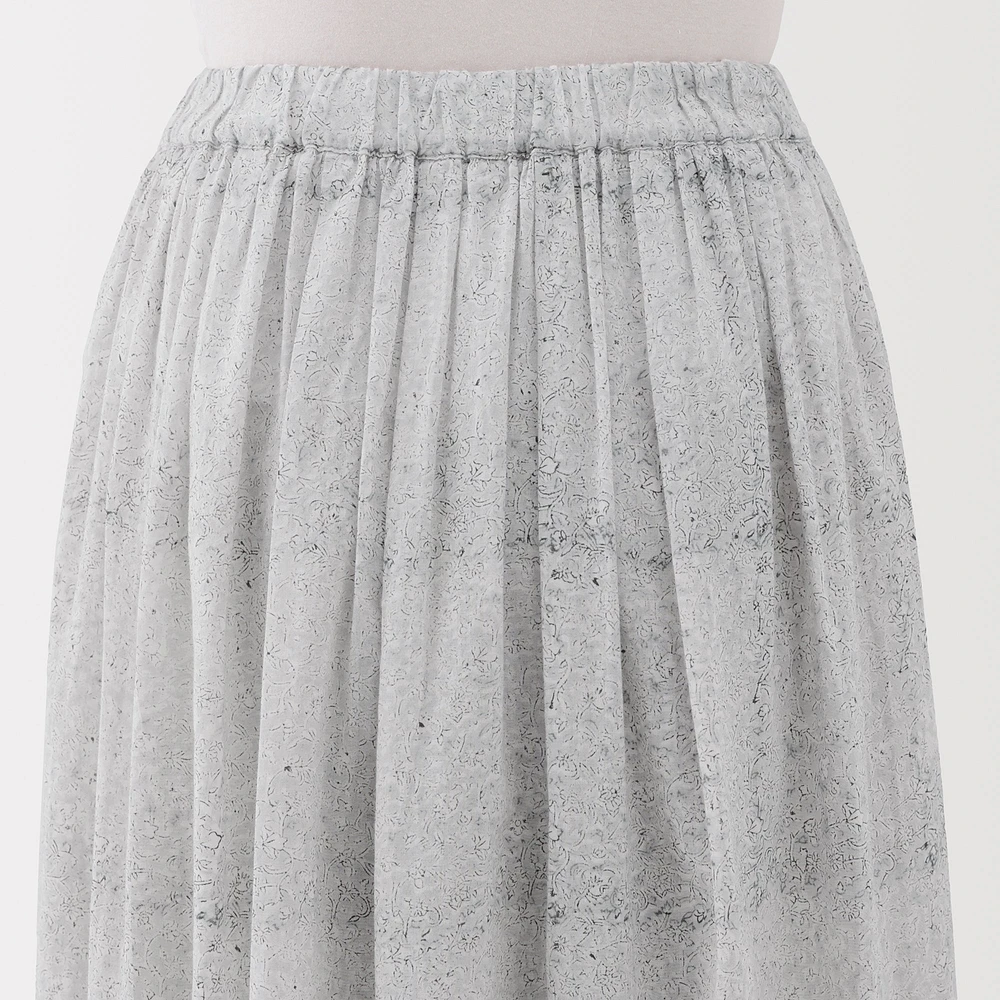 Women's Block Print Gather Maxi-Skirt