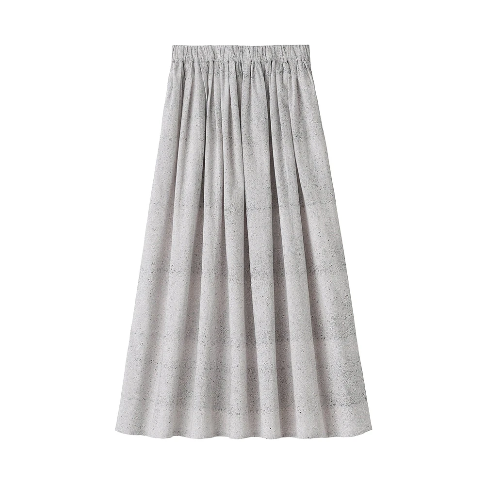 Women's Block Print Gather Maxi-Skirt