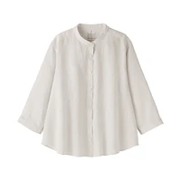 Women's Washed Linen 3/4 Sleeve Striped Blouse
