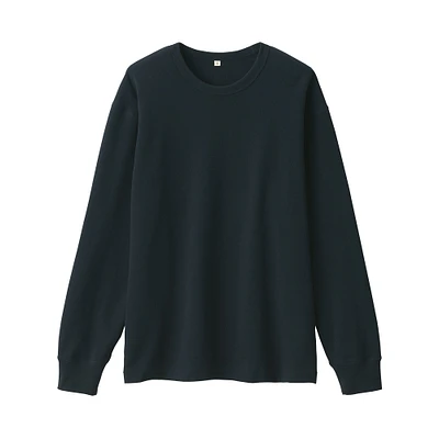 Labo Men's Traditional Knit Mini French Terry Crew Long Sleeve T-Shirt