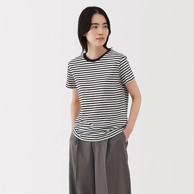 Women's Jersey Crew Neck Short Sleeve Striped T-Shirt