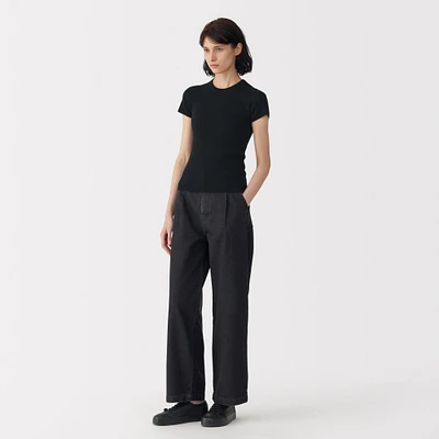 Labo Women's High Twist Cotton Knit Short Sleeve Pullover