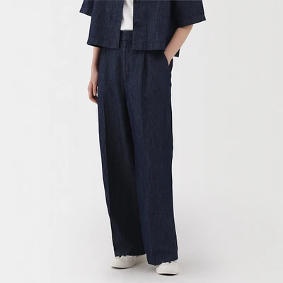 Women's Hemp Blend Denim Darted Wide Pants
