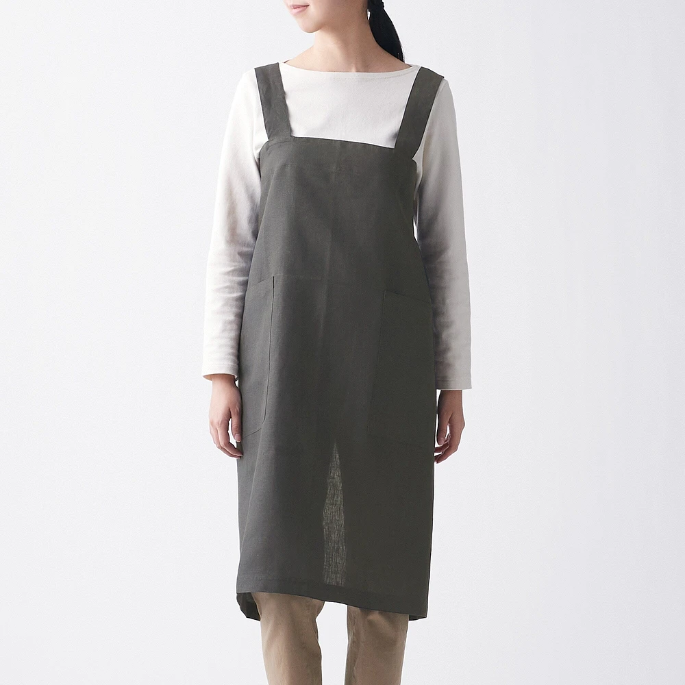 Linen Plain Weave Shoulder Strap Apron