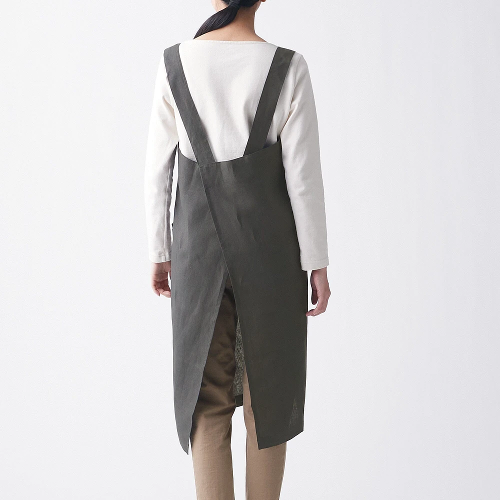 Linen Plain Weave Shoulder Strap Apron