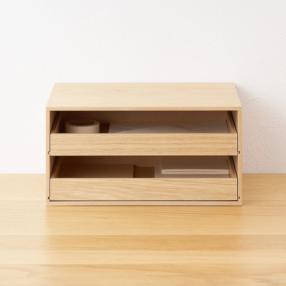 Wooden Storage Tray 2 Drawers
