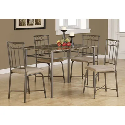 Transitional 5-Piece Dining Set - Bronze/ Espresso Brown