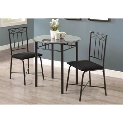 Transitional 3-Piece Bistro Set - Grey/ Charcoal